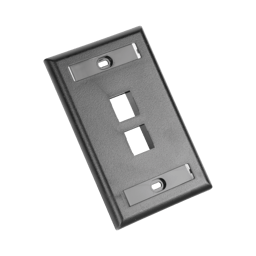 Placa de Pared Vertical Panduit NK2FBL Salida para 2 Puertos Keystone, con Espacios para Etiquetas, Color Negro