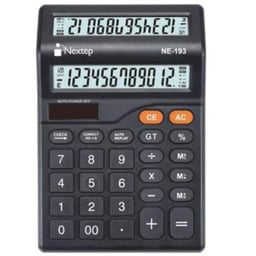 Calculadora Nextep NE-193 De 12 Dígitos / Escritorio / Con Pantalla Doble / Función Revisar Y Corregir / Solar / Batería