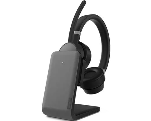 Diadema audífono con micrófono inalámbrico Lenovo 4XD1C99222/Go Wireless ANC/Bluetooth/USB-C/incluye base de carga/color negro.