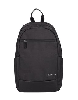 Mochila Para Laptop 15.6" Techzone TZLBP15 Basic Black Con Bolsa Frontal Con Cierre Al Frente de Poliester Color Negro