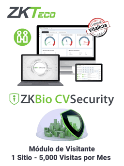 Licencia Para Gestion de Visitas en BIOCVSECURITY ZKTeco ZKBIOCV-VIS-P1-5K 5000 Visitas Por Mes/1 Sitio de Registro/Vitalicia