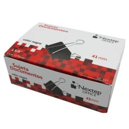 Caja Con 12 Piezas de Sujeta Documentos Nextep NE-157 de 41 mm/1 5/8"/Negro