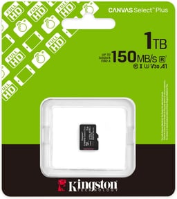 Memoria microSD 1TB Kingston Canvas Select Plus SDCS3/1TBSP con 150MB/S de Lectura/SDXC/UHS-I/Clase 10/Sin Adaptador