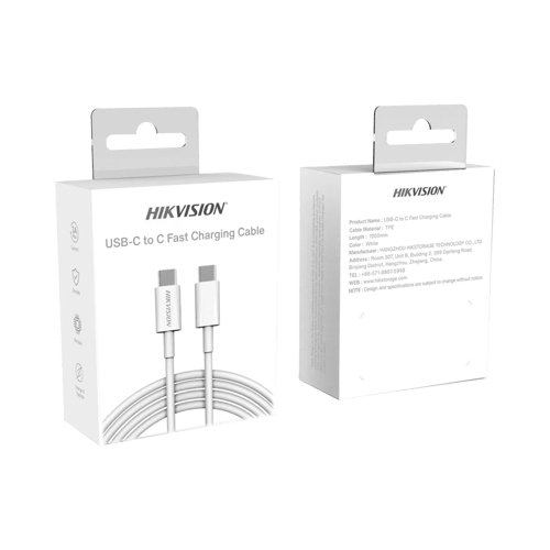 Hikvision Cavo USB-C A USB-C, 1,0 Metro, Ricarica Rapida 3A, 60W, HS-HUB-CBC2C, Colore Bianco
