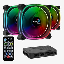Kit de 3 Ventiladores Aerocool Astro 12 Pro ARGB 3 Fans 12CM + Controlador/ Control Inalambrico, 4710562750164