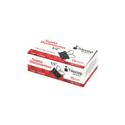 Caja Con 12 Piezas de Sujeta Documentos Nextep NE-153C de 15 mm/1/2"/Mini/Negro