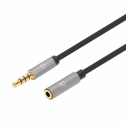 Manhattan Cable Extensión AUX 3.5mm Macho - 3.5mm Hembra / 5 Metros / Negro / Plata