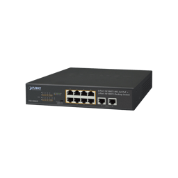 Switch No Administrable, 8 puertos PoE 802.3at 30 W, hasta 250 m, 2 puertos Uplink Planet, FSD-1008HP