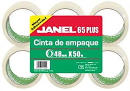 Paquete con 6 cintas Janel transparente .48x50mts, 0654850700
