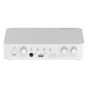 Amplificador de Audio Hikvision DS-QAE1A80G1-VBST Compatible con Spotify/Bluetooth 5.0/2 Canales/40W por Canal/100V COM x2/Música Ambiental