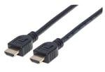 Cable HDMI de 2.0 Metros Manhattan 353939, de Alta Velocidad, Ethernet, 3D, 4K, Para Pared, Negro