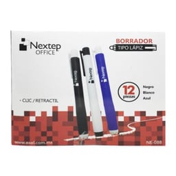 Caja con 12 Piezas de Borradores Nextep NE-088 Tipo Lápiz Clic/Retráctil