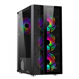 Gabinete Yeyian Rapture 2500 YCH-7S3V-01BK / Midi-Tower / ATX / Micro ATX / ARGB / USB 2.0 / Sin Fuente / Negro / 3 Vent Instalados
