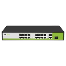 Switch ZKTeco PE162-200-C / 16 Puertos Fast Ethernet PoE AF-AT / 2 Puertos RJ45 10/100/1000M / 1 Puerto SFP 1G / No Administrable / Soporta Hasta 250m Sobre UTP CAT6 / Autoadaptación MDI-MDIX / Protección Contra Descargas