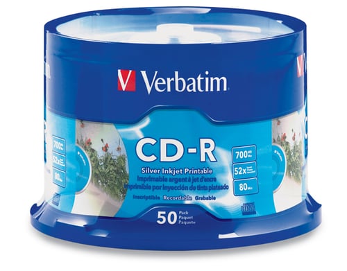 50 piezas CD-R Verbatim 700MB/52X/80min imprimibles 95005