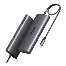 Docking Station USB-C UGREEN Revodok Pro 210 15534B 10 en 1 / Dual HDMI 4K 60Hz / 8K 30Hz / USB-A y USB-C / Power Delivery 100W / Ethernet Gigabit / Lector SD y TF