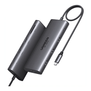 Docking Station USB-C UGREEN Revodok Pro 210 15534B 10 en 1 / Dual HDMI 4K 60Hz / 8K 30Hz / USB-A y USB-C / Power Delivery 100W / Ethernet Gigabit / Lector SD y TF