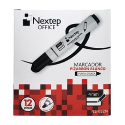 Caja con 12 Piezas de Marcadores Nextep NE-082N de 4 mm/Para Pizarrón Blanco/Negro
