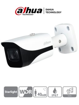 Camara Bullet Dahua HAC-HFW2501E-A-28 5MP/ Starlight/ Lente de 2.8MM/ IR de 40 MTS/ WDR Real/ Microfono Integrado + 1 Entrada de Audio