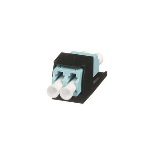 Modulo Acoplador LC Duplex Panduit CMDSAQLCZBL para Fibra Optica Multimodo OM3/OM4, Tipo Mini-Com, Color Aqua