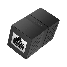 Acoplador Ugreen 20390 Extensor de Cable Ethernet RJ45 A RJ45/1000MBPS/Compatibilidad Con CAT7 CAT6A CAT6 CAT5E/Compatible Con POE/Ignifugo/ABS/Color Negro