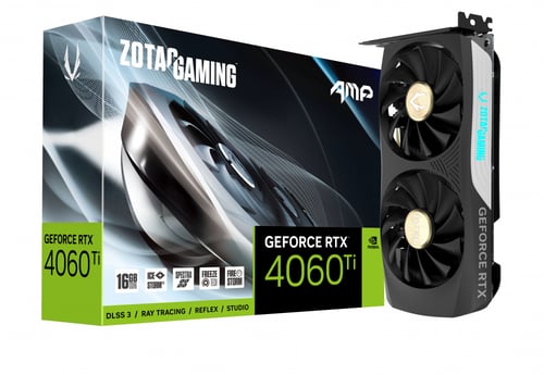 Tarjeta de Video Zotac Nvidia Geforce RTX 4060 TI AMP 16GB/ 8XPCI-E 4.0/ HDMI/ 3XDP 1.4A/ 2 X Fan, ZT-D40620F-10M