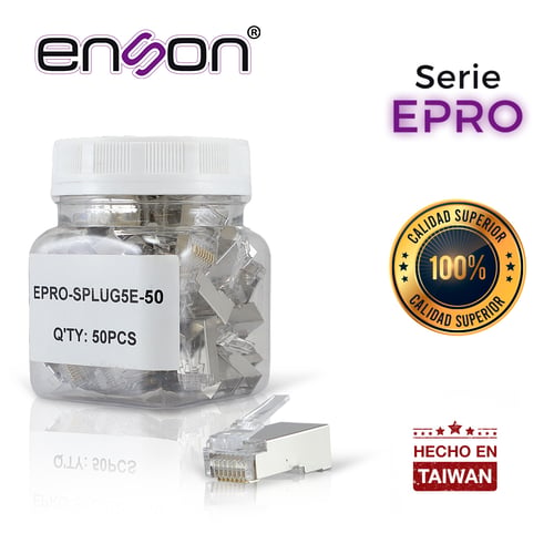Bote Con 50 PZS Plug Facil Ponchado Blindado Enson EPRO-SPLUG5E-50 Para Cable UTP CAT5E