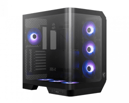 Gabinete MSI MAG PANO 120R PZ/Mid-Tower/Ventana Vidrio Templado/Sin Fuente/4 Ventiladores Instalados ARGB/Color Negro/M-ATX/ITX