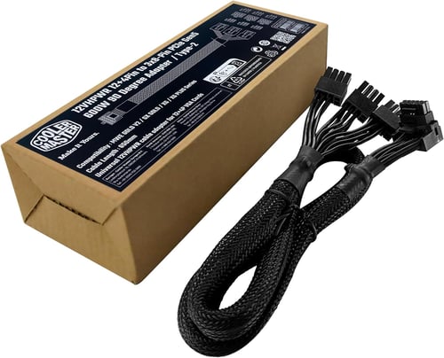 Adaptador 12VHPWR Tipo 2 Cooler Master CMA-NFPC16XXBK2-GL, Orientacion de 90°, 12+4 Pines PCIE 5.0, 650MM