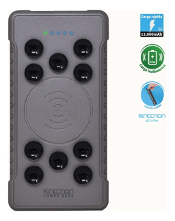 Power Bank Necnon NPW-13QCW 13000/18W Micro USB 3.0/Tipo C 3.0/Gris/NPPB1307QW