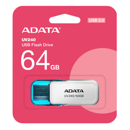 Memoria USB 2.0 64GB Adata UV240 Plástico/Blanco/AUV240-64G-RWH