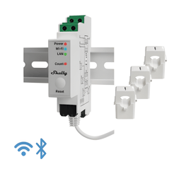 Medidor Trifásico de Corriente Alterna Shelly ShellyPro3EM/WiFi/Industrial y Residencial/Nube P2P