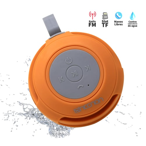 Bocina Portatil Inalambrica Necnon Bluetooth NB04WPROOR/ 300MAH/ Naranja/ Radio FM/ TF Card/ Resiste Salpicaduras