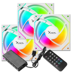 Kit De 3 Ventiladores Xzeal XZVEB102W Para Gabinete / 3x120MM / RGB / 1200RPM / ABS-Silicon / Blanco