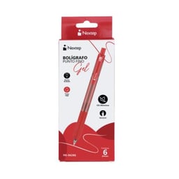 Caja Con 6 Piezas de Bolígrafos Nextep NE-062RS de Gel/0.5 mm/Fino/Rojo