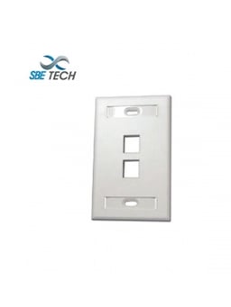 Placa de Pared de 2 Puertos Sbetech SBE-2517-2P-WT Color Blanco Para Conectores Jack RJ 45 Keystone