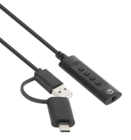 Cable De Audio USB-C/USB A Macho 3.5mm / Manhattan 153560 1M / Color Negro