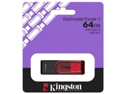 Memoria USB 3.0 64GB Kingston DataTraveler Exodia S/Con Tapa Giratoria/Rojo/KC-U3C64-7TR
