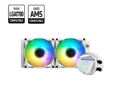 Enfriamiento Liquido MSI MAG CORELIQUID 240R V2 WHITE, 40MM/ Blanco-Multicolor/ Bomba-Radiador