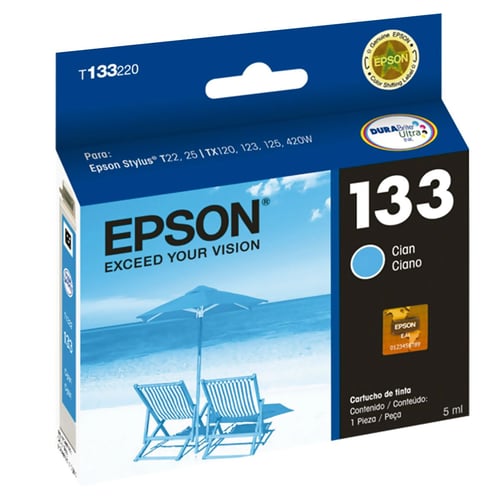 Cartucho De Tinta Epson 133 Cian T133220-Al Para T22, Tx120, Tx130 8ml