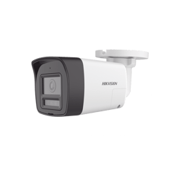Camara Bala TurboHD Hikvision DS-2CE16U0T-LXTS/8MPX/Lente 2.8MM/IR 30M + 20M Luz Blanca/Microfono y Bocina Integrado/Exterior IP67/Metal/DWDR/Audio Bidireccional/Sirena/Estrobo/Dual Light/ColorVu