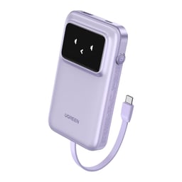 Power Bank Ugreen Serie Uno 35604B de 10000mAh/Cable USB-C/con Pantalla Inteligente/Púrpura
