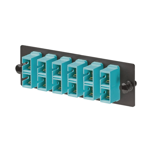 Placa Acopladora de Fibra Optica FAP Panduit, FAP6WAQDSCZ/ 6 Conectores SC Duplex/ Fibra Multimodo OM3/ OM4/ Color Aqua