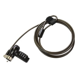 Candado Seguridad P/Laptop EC Line EC-GF033 de 1.8M/Combinación de 4 Dígitos/Acero Galvanizado/Trenzado Revestido con Vinil Transparente/Rotación 360 Doble Eje/Negro