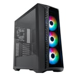 Gabinete Cooler Master MB520-KGNN-S01 C/Ventana / ARGB / ATX / Midi-Tower / USB 3.2 / Sin Fuente / Con 4 Ventiladores / Negro