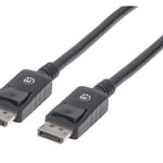 Cable Displayport Macho a Displayport Macho Blindado Manhattan 306935 de 1 Metro, color Negro