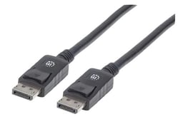Cable Displayport Macho a Displayport Macho Blindado Manhattan 306935 de 1 Metro, color Negro