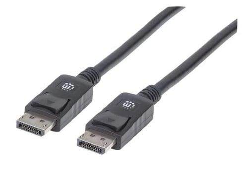 Cable Displayport Macho a Displayport Macho Blindado Manhattan 306935 de 1 Metro, color Negro