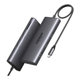 Ugreen Hub USB-C Macho / 3x USB 3.0 / 1x USB 2.0 / 1x USB-C PD / 1x HDMI / 1x RJ-45 / 5 Gbit/s / Gris