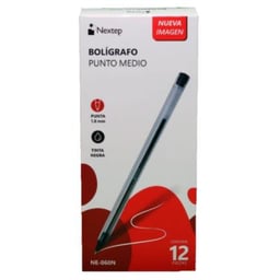 Caja Con 12 Piezas de Boligrafo Nextep 1000 Color Negro 1MM, NE-060N
